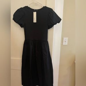 Zara Black Puff Sleeve Dress